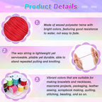 Cridoz 20 Rolls Wax String for Bracelet Making, Waxed Thread Bracelet Cord, Waxed Polyester Cord Bracelet Rope for DIY Bracelets, Necklace and Macrame