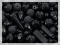 2.1oz (60g) of Glass Bead Mix with Drops, Table-Cut and fire Polish Czech Beads, Glossy & Matte Black