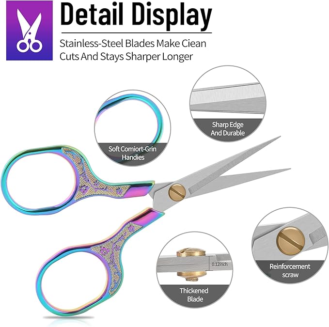 Small sharp scissors-Glexal 5 Inch Precision Scissors-2 pack,razor Sharp Blade Shears for craft embroidery sewing school office cutting…