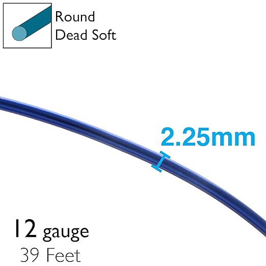 The Beadsmith Anodized Aluminum Wire – 12 Gauge – 39 feet – Blue Color – Bendable Craft Wire Used to Jewelry Making, Wire Wrapping, Sculpting, Floral, Modeling and Other DIY Arts & Crafts