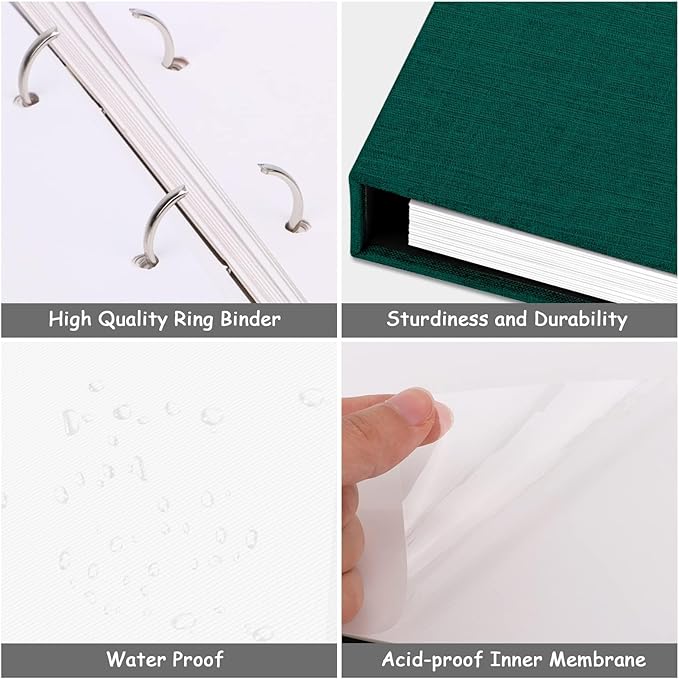 Zesthouse 18 In Photo Album Self Adhesive with Picture Display Window, 3-Ring Scrapbook Albums 60 Pages Holds 10x12 8x10 5x7 4x6 Photos, DIY Photo Book Ideal Gift for Family Wedding Baby