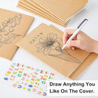 feela 8 Pack Unlined Kraft Paper Notebooks, Blank Journal Note Pad for Drawing Writing, Small Sketchbook Travel Journal Bulk for Women Kids Students Office School Supplies, A5, 60 Pages, 8.3” X 5.5”