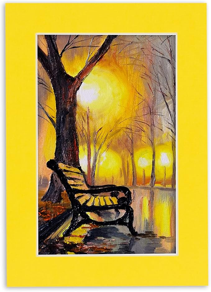 6x8 Mat for 8x10 Frame - Precut Mat Board Acid-Free Show Kit with Backing Board, and Clear Bags Yellow 6x8 Photo Matte Made to Fit a 8x10 Picture Frame Matboard for Framing, Pack of 100 Mats