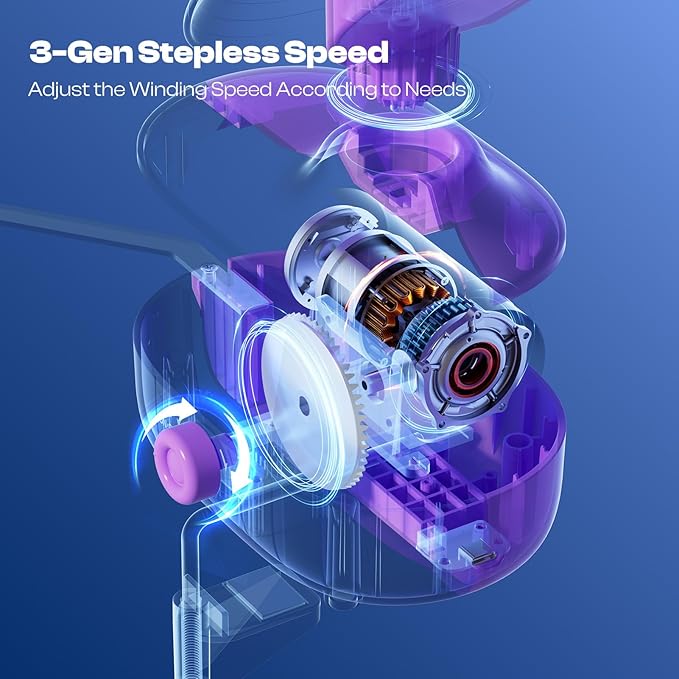 Caydo Electric Yarn Winder Pro, 10oz Large Automatic Ball Winder for Crocheting, Dual-Spring Strong Tension Stepless Speed Yarn Cake Roller Spinner, Ideal Present for Crochet Lovers(Purple)