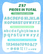 237 Pcs Glitter Bulletin Board Letters, Numbers and Punctuation, Poster Board Letters Alphabet Cut Out Cardboard Letters Accessories for Classroom Display Decorating Supplies 4inch (Light Blue)