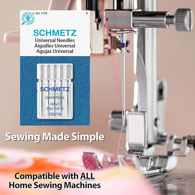 SCHMETZ Universal Sewing Machine Needles - Heavy Duty Multi Purpose Sewing Needle, Size 100/16, 5-Needle Card, Pack of 10