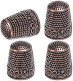ZESION 4Pcs Sewing Thimbles, Metal Thimbles for Hand Sewing Finger Protector, Quilting Craft Accessories for Knitting Needlework DIY Tools, Brass
