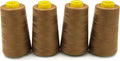 Tortoise 4 Cones of 3000 Yards Each Spool Thread for All Purpose, Serger, Overlock, Quilting, Sewing Machine - 100% Polyester - 40S/2 Tan