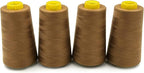 Tortoise 4 Cones of 3000 Yards Each Spool Thread for All Purpose, Serger, Overlock, Quilting, Sewing Machine - 100% Polyester - 40S/2 Tan
