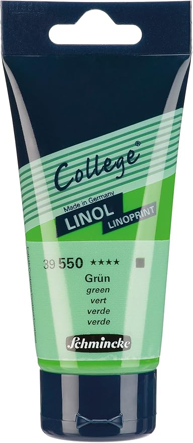 Schmincke - College Linol, Artists' lino Printing Inks, Green in 75 ml Tube, 39550013, Low-Odour Water-Based lino Printing Ink, lightfast, Even Print
