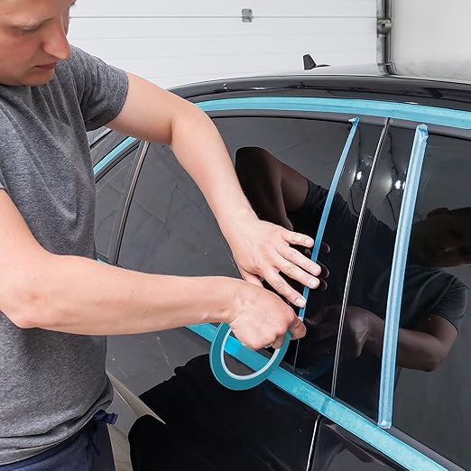 5 Rolls of Vinyl Tape Masking Tape Automotive Car Auto Paint for Curves, High Temperature Vinyl Low Tack(1/8 inch,Blue)