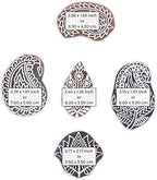 HASHCART® Elegant Designs Flower and Lotus Wooden Block Stamps Set of 5, Handmade Wood Printing Stamps for Kids' Art Projects, Textiles, Fabric, Clay, Henna, Tatotoo, Wood Stamp for Craft