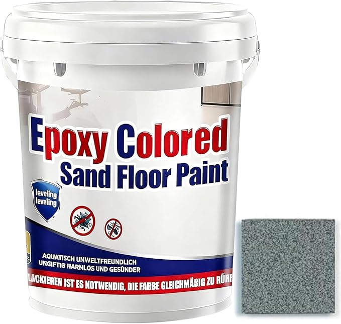 Epoxy Colored Sand Floor Paint, Epoxy Floor Paint for Concrete, High Gloss Marble Effect Coating, Waterproof Non-Slip Concrete Paints, Suitable for Indoor/Outdoor Use (Dark Gray,640 oz/20 kg)