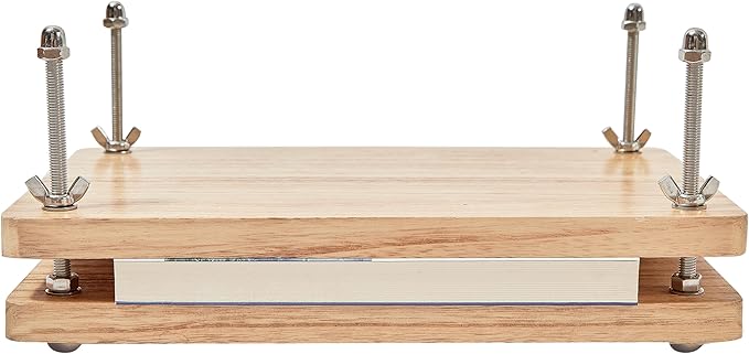 Wooden Book Press - 13''x7.9'' Book Press with Non-Slip Round Foot Pads, Ideal for Bookbinding Press, Paper Press, Bookbinding Machine and DIY Projects