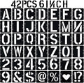 6 in Alphabet Number Stencils for Painting, 42 Pcs Reusable Letter Stencils for DIY Project Art Craft Spray Painting Templates Interlocking Stencil Kits for Wood Signs, Wall Art