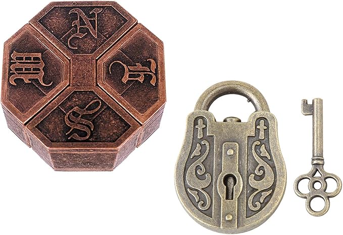 2Pcs Brain Teaser Puzzles for Games, Educational Toys, Mind and Metal 3D Puzzles, Unlock Interlock IQ Box