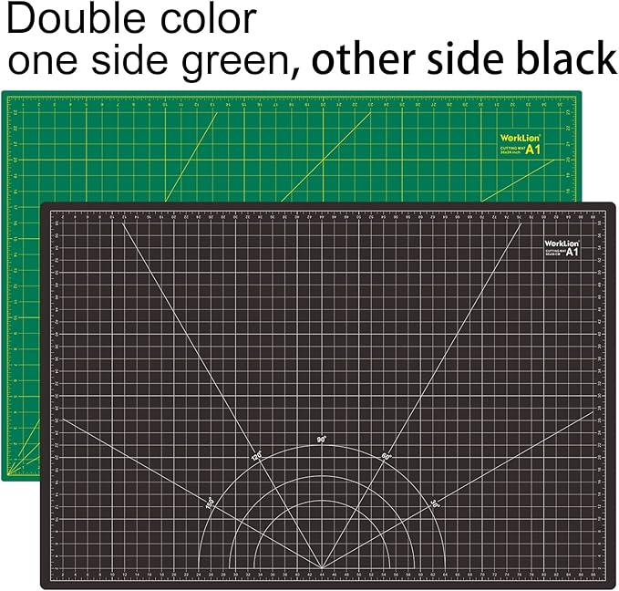 WORKLION Self Healing Cutting Mat: 24 x 36 inch Large Double Sided 5-Layer Gridded PVC Cut Mat for Sewing & Quilting & Scrapbooking & Arts and Crafts Projects (Green/Black)…