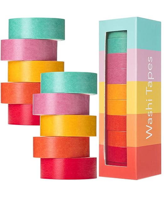Mr. Pen- Washi Tape Set, 10 Rolls, Summer Design, Decorative Tape, Washi Tapes, Scrapbook Tape, Scrapbook Washi Tape for Journaling, Craft Tape, Washy Tape, Washy-Tape, Cute Washi Tape Pack