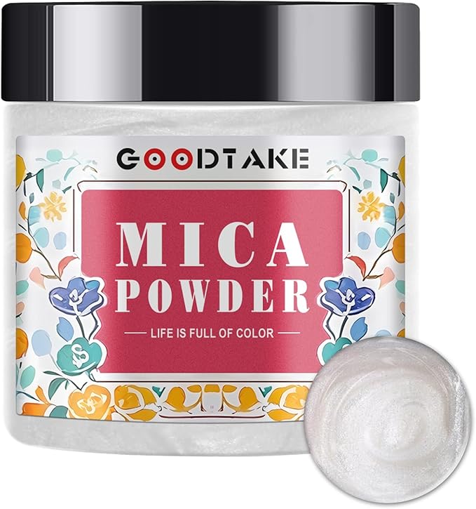 GOODTAKE Pearl White Mica Powder, Mica Pigment Powder for Soap Making, Candle Making, Epoxy Resin, Slime, Nail Polish, Eye Shadow - Natural Mica Powder for Resin (Pearl White, 2 oz)