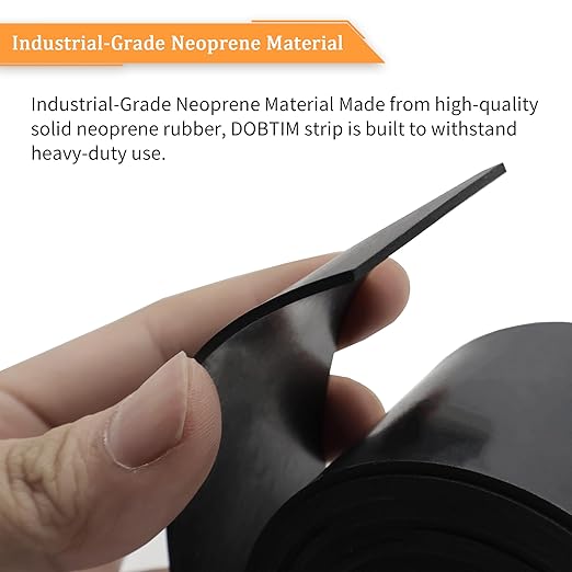 DOBTIM Neoprene Rubber Sheet Rolls 1/8 (.125)" Thick X 12" Wide X 24'' Long, Solid Rubber Strips Use for Gaskets DIY Material, Supports, Leveling, Sealing, Protection, Abrasion, Flooring, Black