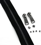 #5 Metal Zippers by The Yard Bulk 2 Yards Black Tape with 10 pcs Sliders Black Nickel Teeth Handmade Zipper for Sewing Craft Bag Backpack, Wallets, Purses Leekayer