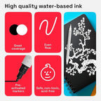 ARTISTRO 2 White Dual-Tip Acrylic Paint Pens - Multisurface Markers for Fabric, Plastic, & More, 5mm Dot + 1mm Fine Tips (Dual Tip Brush + Fine, Black&White)