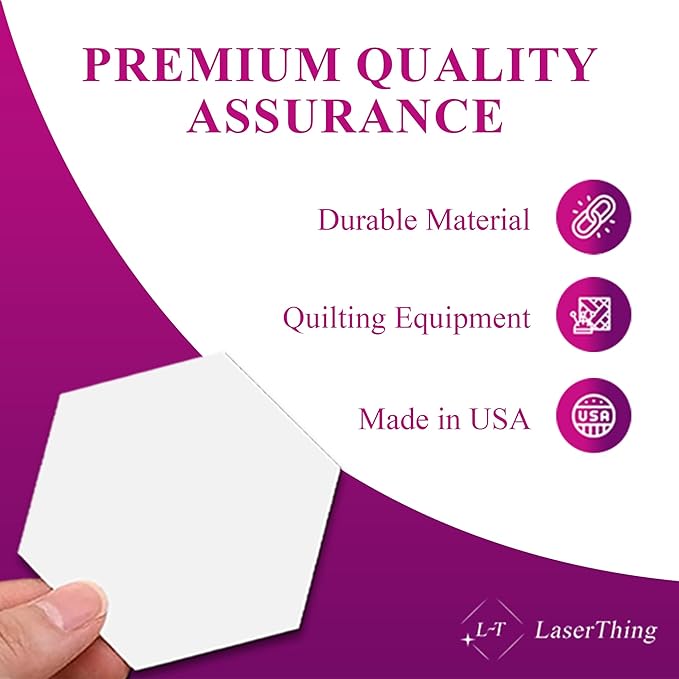 LaserThing Quilting Paper Templates | Handy Tools for Crafting Quilt Patterns | Ideal for Precision Quilting Projects | Includes 1'' Hexagon EPP Set - 1200 Pieces