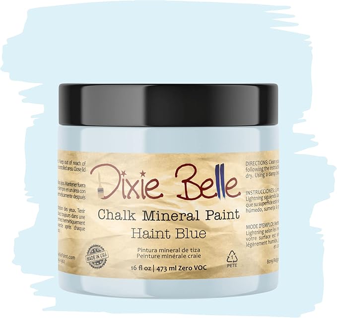 Dixie Belle Paint Company Chalk Finish Furniture Paint - Haint Blue (16oz) - Matte Pastel Blue Chic Chalk Mineral DIY Furniture Paint