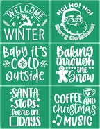 JAJADO Self Adhesive Reusable Silk Screen Stencil for Winter Holiday Christmas Painting on Wood, DIY Crafts, Coffee Shop, Xmas Party Ornament