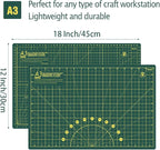 Headley Tools 18"x12" Thickened Self Healing Cutting Mat, A3 Rotary Cutting Sewing Mat for Crafts, Double Sided 5-Ply Table Cutting Board for Fabric Quilting Leather Arts Hobby Project, Green
