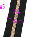 Leekayer #5 Rose Gold Metallic Nylon Coil Zippers by The Yard Bulk 10 Yards Black Tape with 25pcs Rose Gold Sliders for DIY Sewing Tailor Craft Bag(Black)