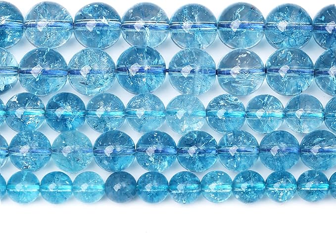 6mm 61pcs Blue Topaz Crystal Quartz Natural Stone Round Loose Beads for Jewelry Making DIY Bracelet Necklace Earrings