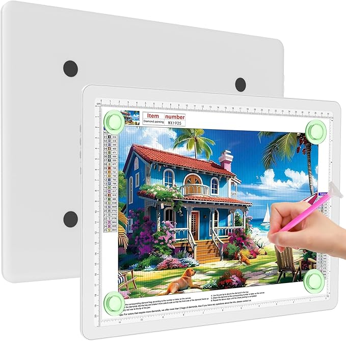 Elice Magnetic A4 Light Board for Diamond Painting, Ultra-Thin Tracing LED Light Box with Side Buttons, Super Bright Diamond Art Light Pad, Light Table for Drawing, Sketching, Weeding Vinyl - White