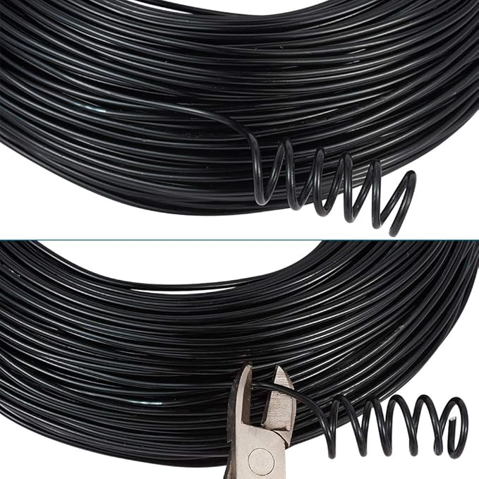 Fashewelry 328 Feet 15 Gauge Aluminum Wire Black Bendable Metal Craft Wire for Beading Jewelry Craft Making (1.5mm)