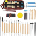 36PCS Clay Sculpting Tools Kit, Clay Pottery Carving Tool Kit with Wooden & Stainless Steel Clay Tools, Professional Clay Sculpting Tools for Adults, Sculpting Tools for Air Dry Clay, Polymer