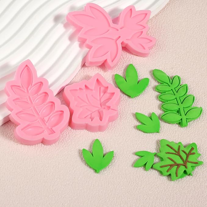 3 Pcs Maple Leaf Silicone Molds, Fern Leaf Chocolate Fondant Molds for Wedding Cake Decorations, Candy, Cookies, Dough, Resin Crafts, Plaster, Modeling Clay, Reusable Kitchen Baking Supplies
