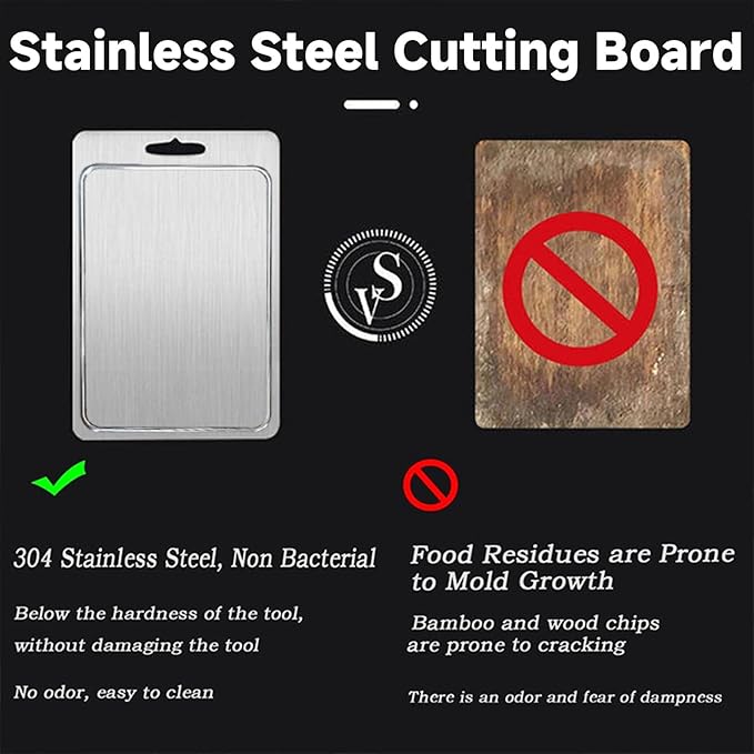 2025 New 100% Pure Titanium Cutting Board with Grooves, Double Sided Chopping Board, Meat, Fruit and Vegetable Cutting Board, Dishwasher Safe (8 * 12 IN)