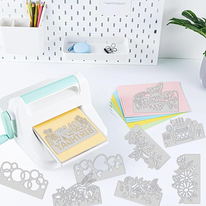 9PCS Die Cuts for Card Making Metal Cutting Dies Flower Butterfly Dragonfly Bird Bubbles Love Heart Happy Birthday Cake Cutting Embossing Stencil Template DIY Paper Cards Album Decoration
