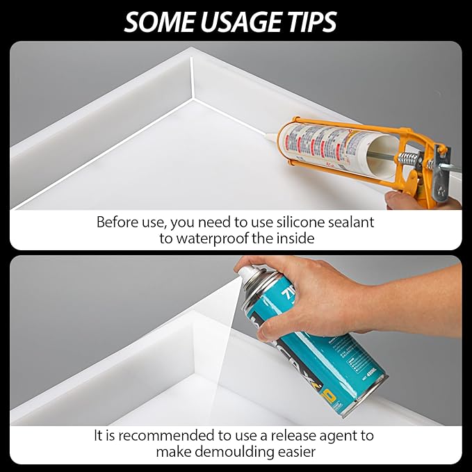 Large Reusable Epoxy Resin Mold 10×3×3 Adjustable Clamping System – Ideal Resin Molds for Coffee Tables, Trays, Cutting Boards & DIY Projects
