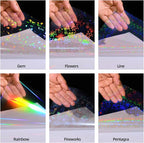 36 Sheets Holographic Sticker Paper, Clear Vinyl Laminate Film for Stickers Waterproof, Transparent Overlay Lamination Sticker Paper Self-Adhesive, 6 Patterns-8.5x11 Inch