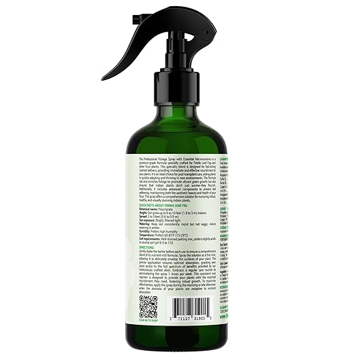 3-1-2 Fiddle Leaf Fig Foliar Spray - Plant Shine & Fertilizer - Premium Spray for Indoor Plants with Essential Nutrients - Fiddle Leaf Fig Plant Food & Fertilizer - Ready-to-Use (16 OZ)