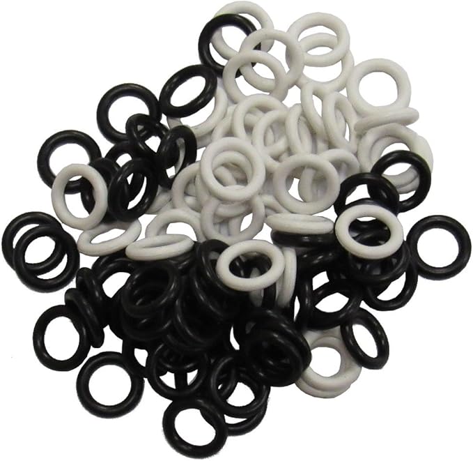 (100 Pack) Soft Stitch Ring Markers, Black & White (Small Size for Needle Sizes 0-8, for Knitting/Crochet/etc)