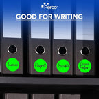 Perco Fluorescent Green 3-Inch Round Circle Dot Sticker Labels with Easy Peel Perforation - 500 Labels per Roll - Strong Adhesion, Vibrant Colors for Organizing, Crafting & More - Made in USA