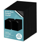 Egofine 11" x 14" Black Plexiglass Sheets 20 Pack 0.04 Inch Cast Acrylic Sheet Thick for DIY Craft Projects, Painting, Photography, Sign, Display Stand, Home Decor, Easy to Cut
