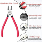 Wire Cutters 2 PACK, 6 inch Wire Cutter Set, HOUSERAN Side Cutters Flush Cut Pliers, Spring Loaded Cutting Pliers with Non-slip Red Handle, Wire Cutters Heavy Duty for Jewelry Making, Crafts, Zip Tie
