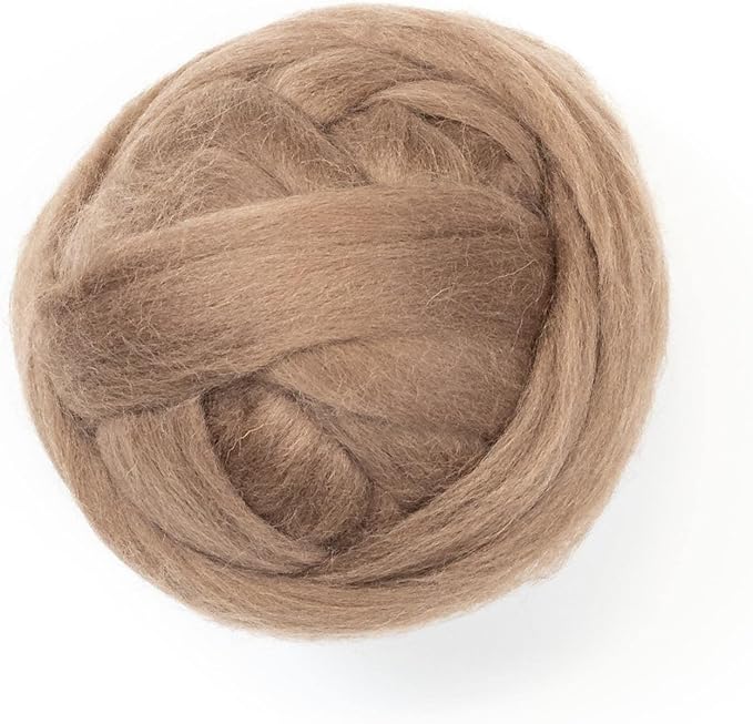 Colored Natural Wool roving, 8 OZ. Best Wool for Needle Felting, Wet Felting, handcrafts and Spinning. (Brown/Tobacco)