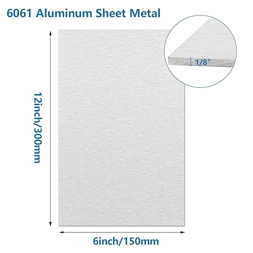 2Pack Aluminum Sheet & Plates 6 x 12 x 1/8 Inch, 6061 Heavy Duty Aluminum Sheets with Protective Film, 3MM Thick Flat Plain Panel Sheet for Crafting Structural Framing Base Plate