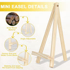 Mini Easels 12 Pack, Small Easels for Painting 24cm/9 Inch, Folding Design, Small Easel with 12 Palettes and 60 Brushes, Suitable for Outdoor Painting Party
