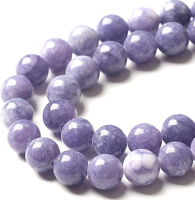 6MM Lavender Purple Chalcedony Natural Stone Round Loose Beads for Jewelry Making and Crafting 120pcs 2 Strands 32"