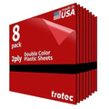 Trotec TroLase | 12"x12"x1/16", 8 Pcs | Red/Black | 2 Ply | Modified Acrylic | Laser Engraving Double Color Plastic Sheet | Engraving Blanks for Laser, Saw, Guillotine | Made in USA